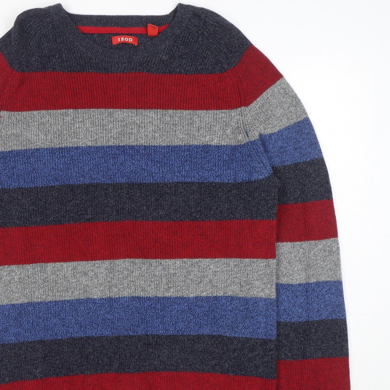 IZOD Men's Multicoloured XL Striped Crew Neck Pullover Jumper