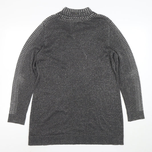 Wallis Women’s Grey Rhinestone Knit Shift Dress Size 16