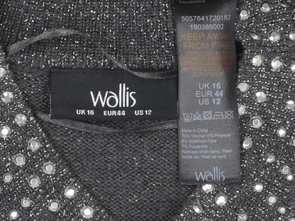 Wallis Women’s Grey Rhinestone Knit Shift Dress Size 16