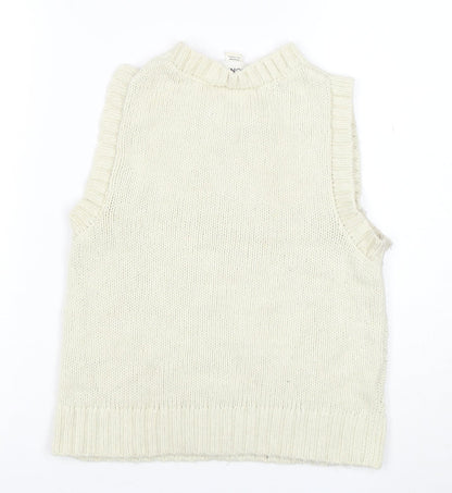 Monki Women's Ivory Cable-Knit Sleeveless Vest Jumper Size S