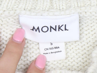 Monki Women's Ivory Cable-Knit Sleeveless Vest Jumper Size S