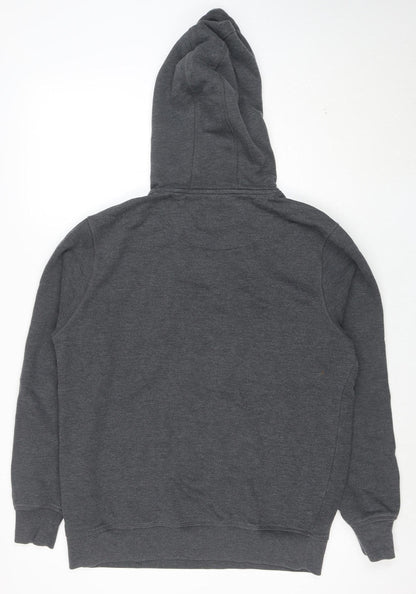 Firetrap Men's Grey Pullover Hoodie L Regular Fit Logo Design