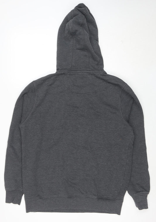 Firetrap Men's Grey Pullover Hoodie L Regular Fit Logo Design