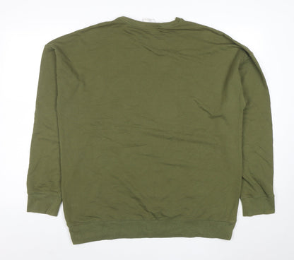 Calvin Klein Men's Green Logo Cotton Pullover Sweatshirt M