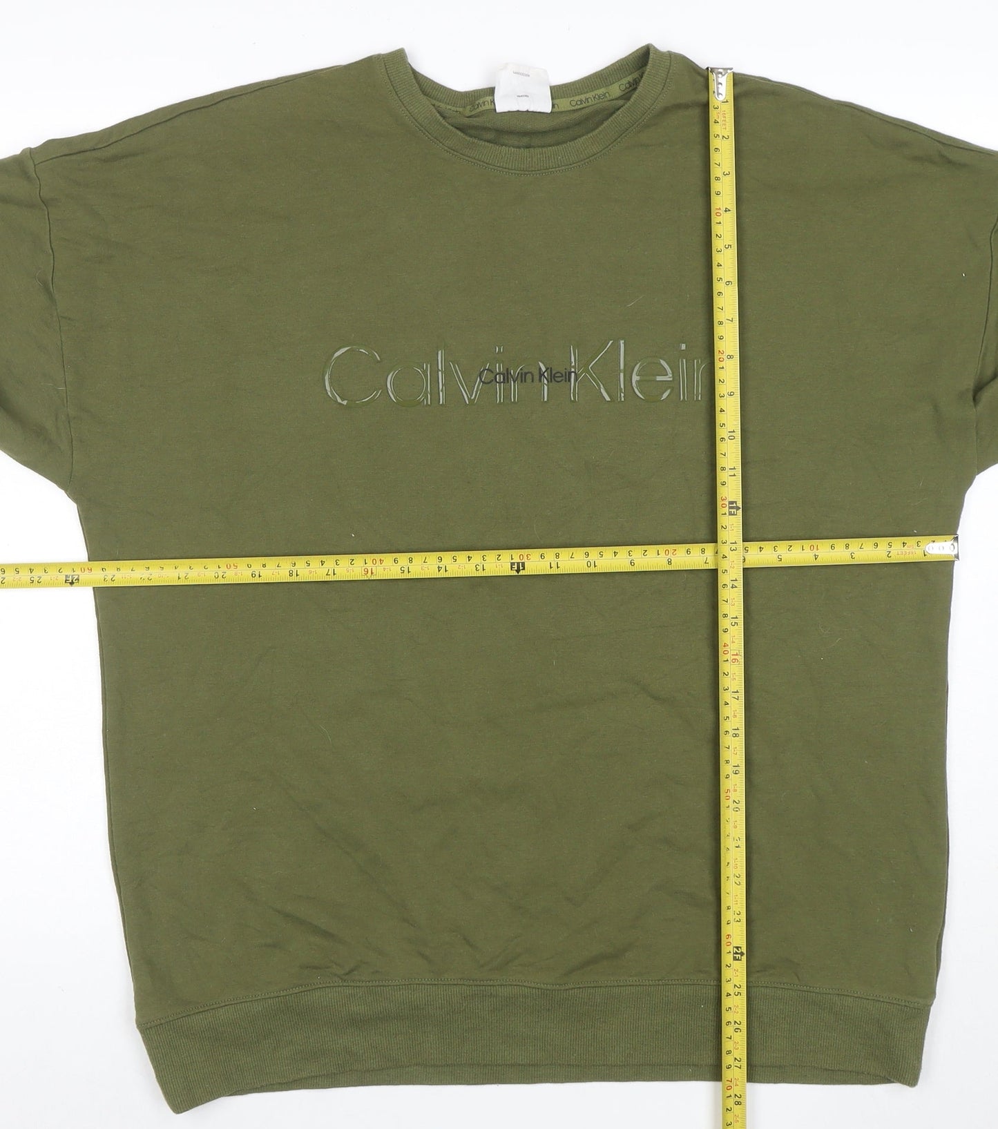 Calvin Klein Men's Green Logo Cotton Pullover Sweatshirt M