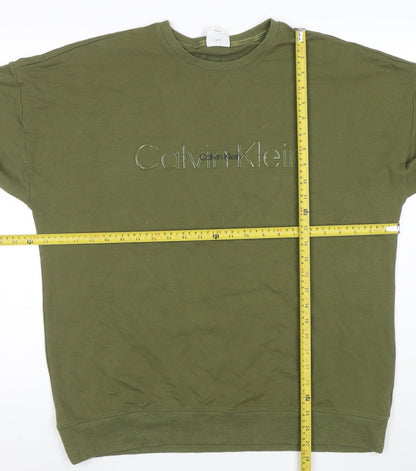 Calvin Klein Men's Green Logo Cotton Pullover Sweatshirt M