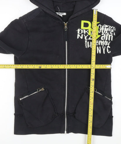 DKNY Women's Black Full Zip Hoodie Sweatshirt Size 16