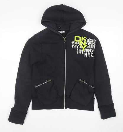 DKNY Women's Black Full Zip Hoodie Sweatshirt Size 16