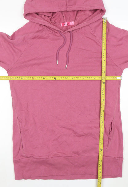 Pineapple Women Pink Long Sleeve Pullover Hoodie L Cotton Blend