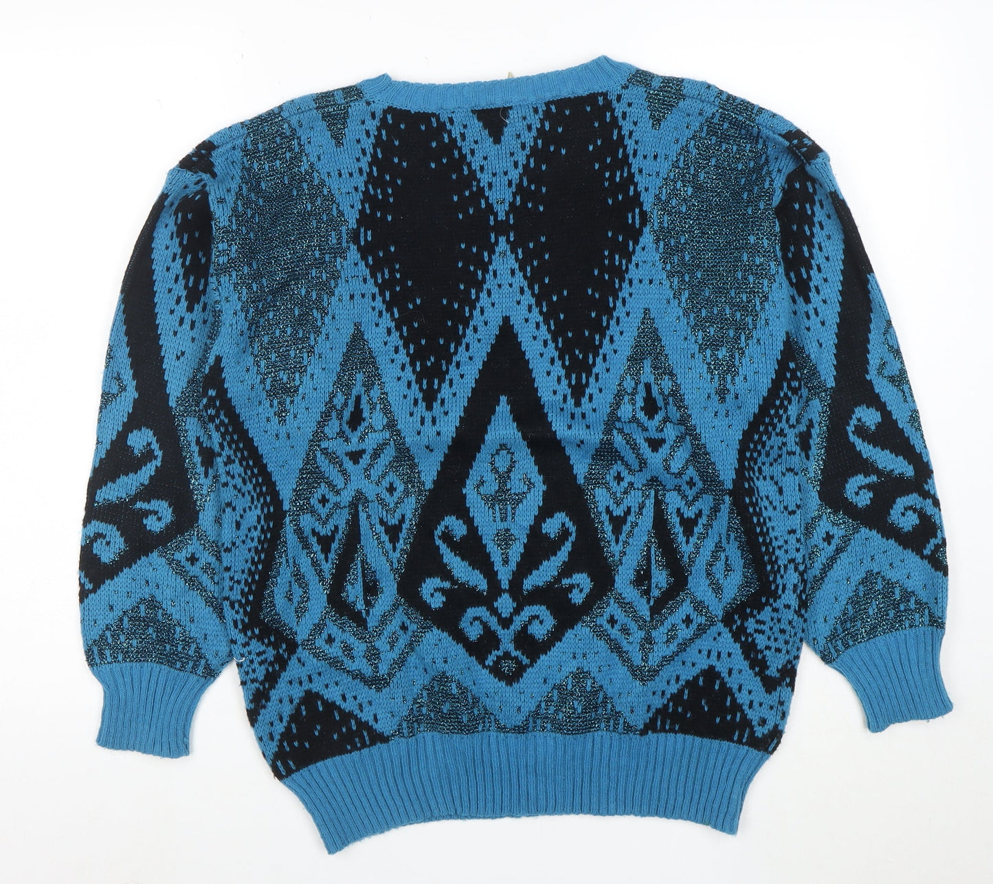 Petite Collection by Joyce Women’s Blue Geometric Knit Jumper L