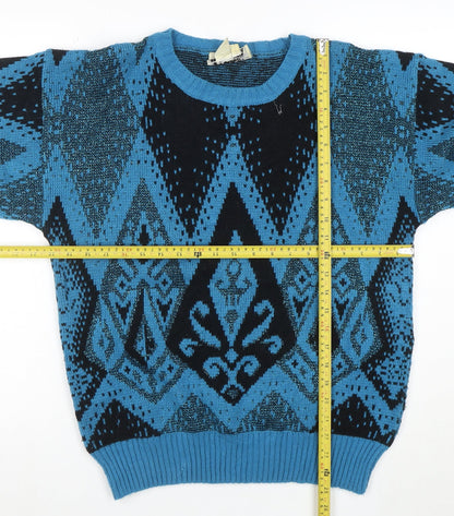Petite Collection by Joyce Women’s Blue Geometric Knit Jumper L