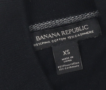 Banana Republic Mens Black XS Full Zip Cotton Cashmere Jumper