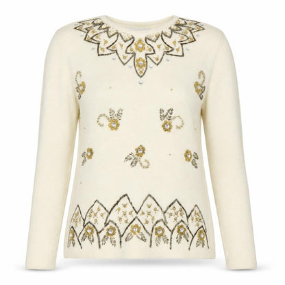 Principles Women's Ivory Angora Wool Beaded Jumper Size S
