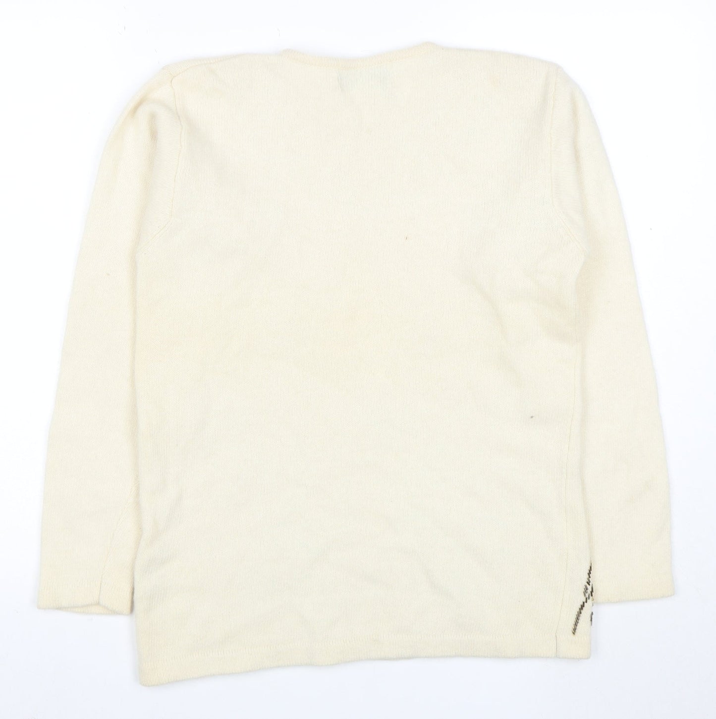 Principles Women's Ivory Angora Wool Beaded Jumper Size S