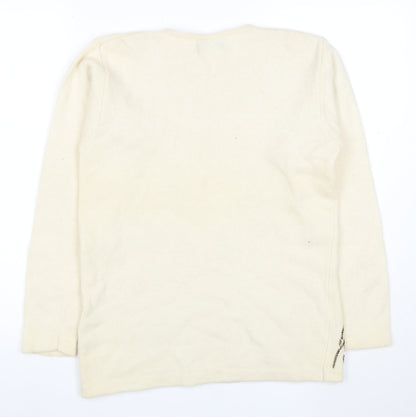 Principles Women's Ivory Angora Wool Beaded Jumper Size S
