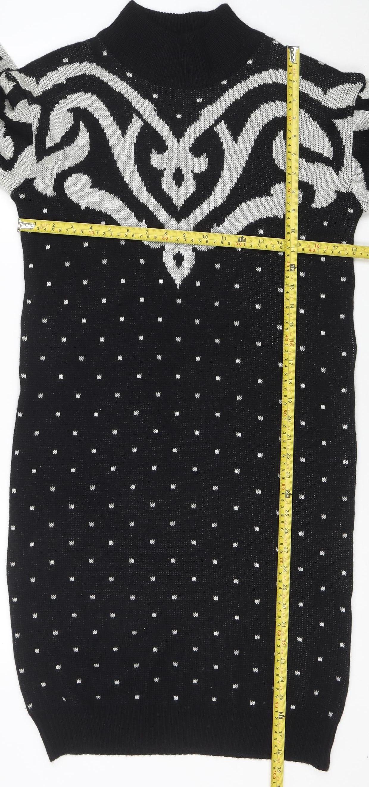 Dressy Tessy Women's Black Knit Geometric Sweater Dress M