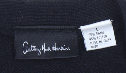 Anthony Mark Hankins Men's Black L Animal Print Sleeveless Cardigan