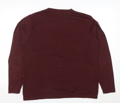 Denver Hayes Men's Brown Argyle Acrylic Crew Neck Jumper Size L