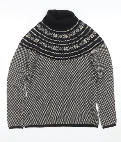 Brooks Brothers Men's Black Fair Isle Wool Roll Neck Jumper XS