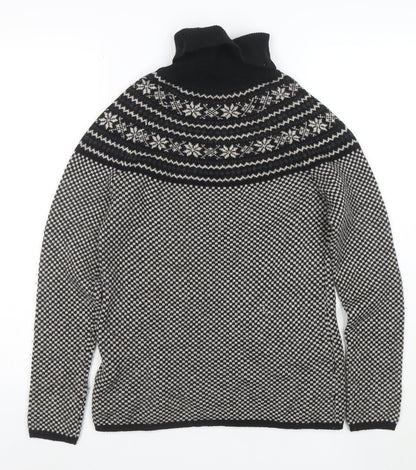 Brooks Brothers Men's Black Fair Isle Wool Roll Neck Jumper XS