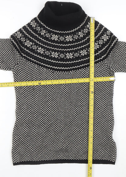 Brooks Brothers Men's Black Fair Isle Wool Roll Neck Jumper XS