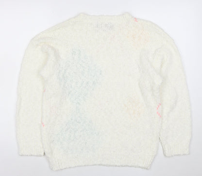 Bay Club Men's Ivory Argyle Chunky Knit Pullover Sweater M