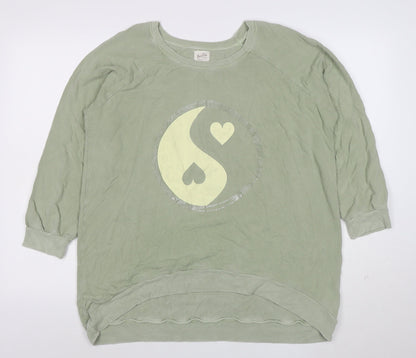 Poste Cute Women’s Green Relaxed Pullover Sweatshirt Size 2 Viscose Blend