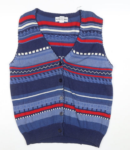 Alfred Dunner Men's Blue Fair Isle Knit Sleeveless Vest M