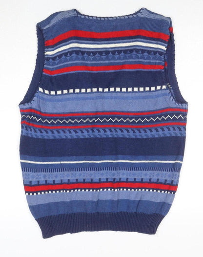 Alfred Dunner Men's Blue Fair Isle Knit Sleeveless Vest M