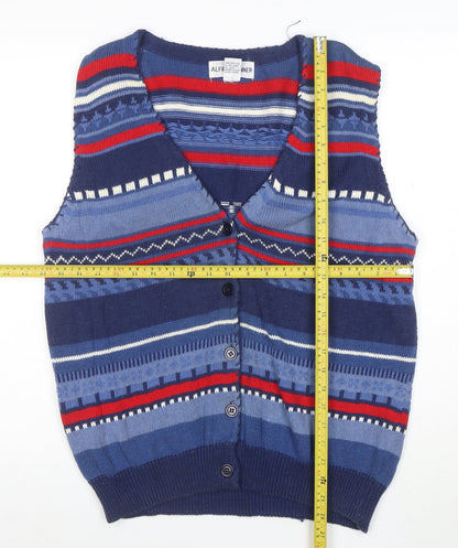 Alfred Dunner Men's Blue Fair Isle Knit Sleeveless Vest M