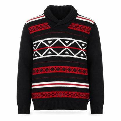 Chaps Men’s Black Roll Neck Geometric Cotton Jumper Size L
