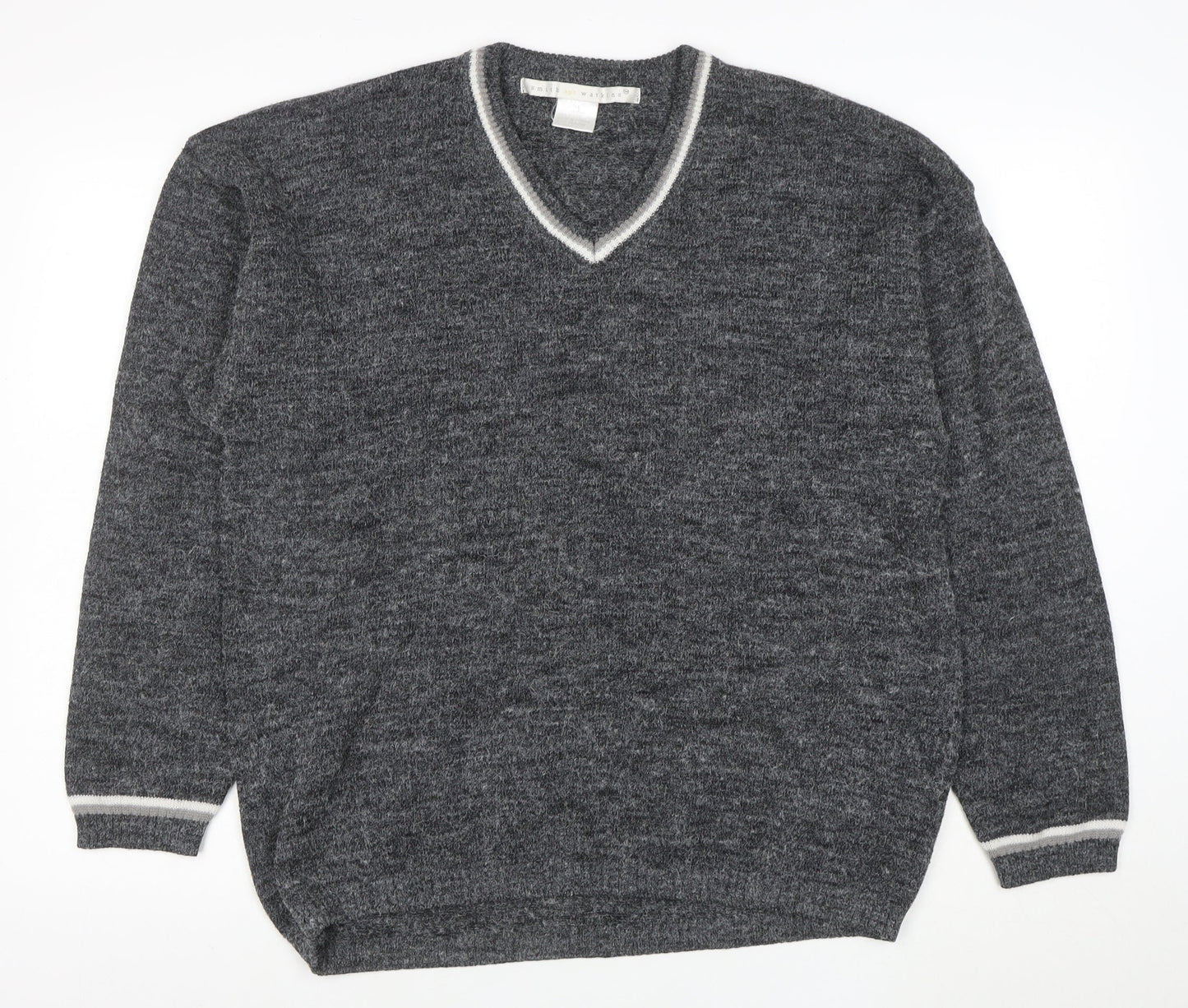 Smith and Watkins Women Grey V-Neck Knit Pullover Jumper XL
