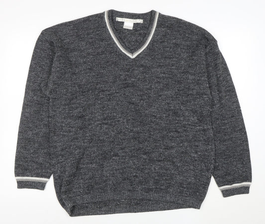 Smith and Watkins Women Grey V-Neck Knit Pullover Jumper XL