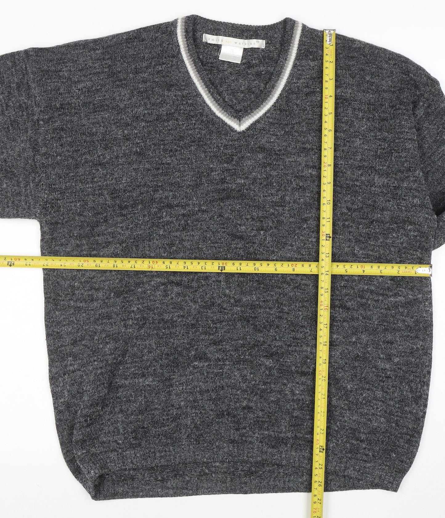 Smith and Watkins Women Grey V-Neck Knit Pullover Jumper XL
