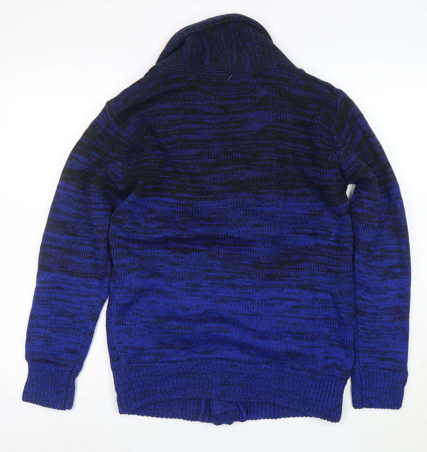 Roushalle Men's Blue Cable-Knit Cardigan Jumper M Lined Acrylic