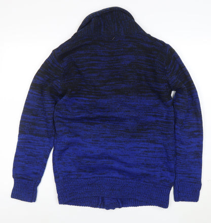 Roushalle Men's Blue Cable-Knit Cardigan Jumper M Lined Acrylic