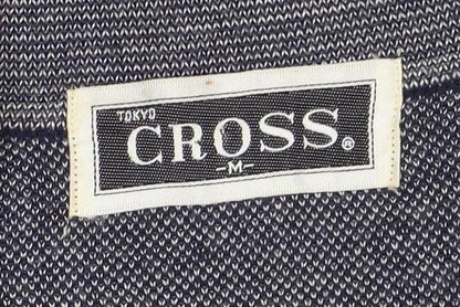 CROSS Men's Blue Geometric V-Neck Cotton Blend Jumper M
