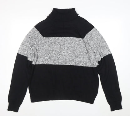 Karen Scott Womens Black Cotton Roll Neck Jumper Size L