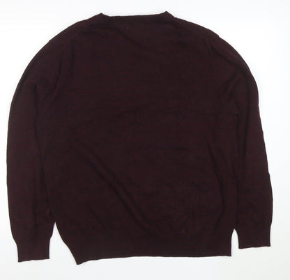 Armani Exchange Men's Brown Cotton V-Neck Jumper Size L