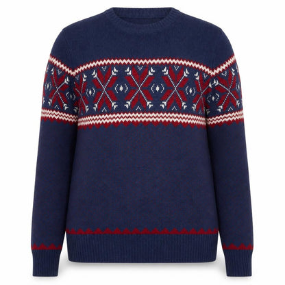 POP England Women's Blue Red Fair Isle Wool Blend Jumper L