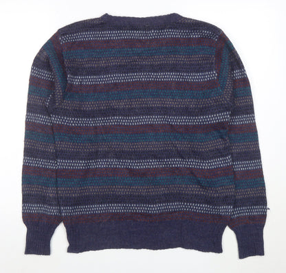 Knights of Round Table Men's Blue Fair Isle Wool Blend Jumper M