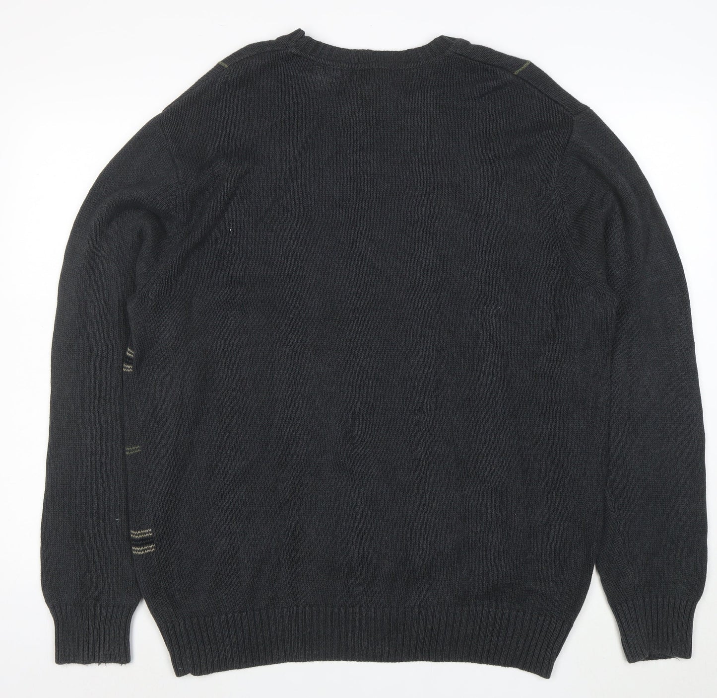 Dockers Men’s Grey Check Cotton Crew Neck Jumper XL