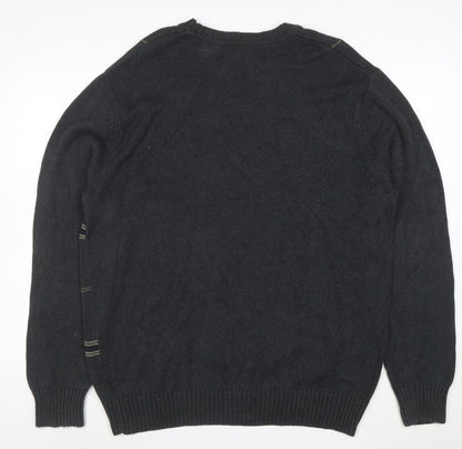 Dockers Men’s Grey Check Cotton Crew Neck Jumper XL