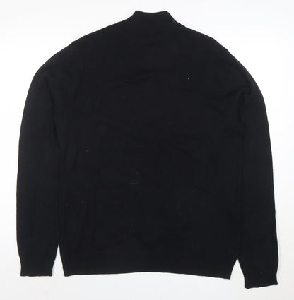 Van Heusen Studio Men's Black Argyle 1/2 Zip Cotton Jumper Size M