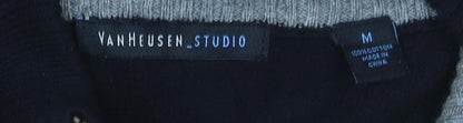 Van Heusen Studio Men's Black Argyle 1/2 Zip Cotton Jumper Size M