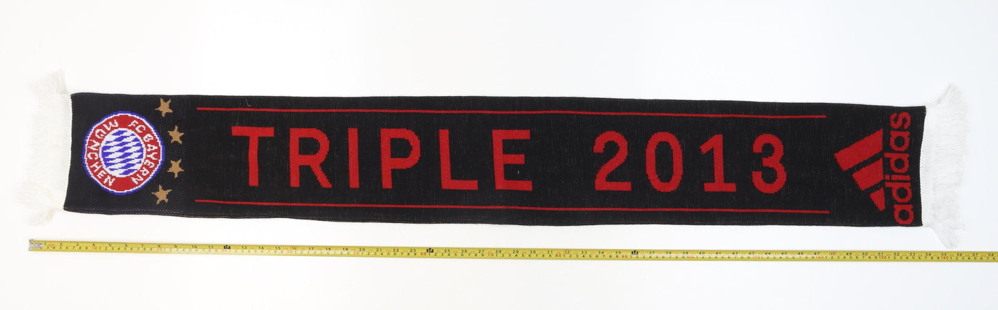 Adidas Men Black Red FC Bayern Munich Scarf One Size Acrylic Fringe Football Fanwear