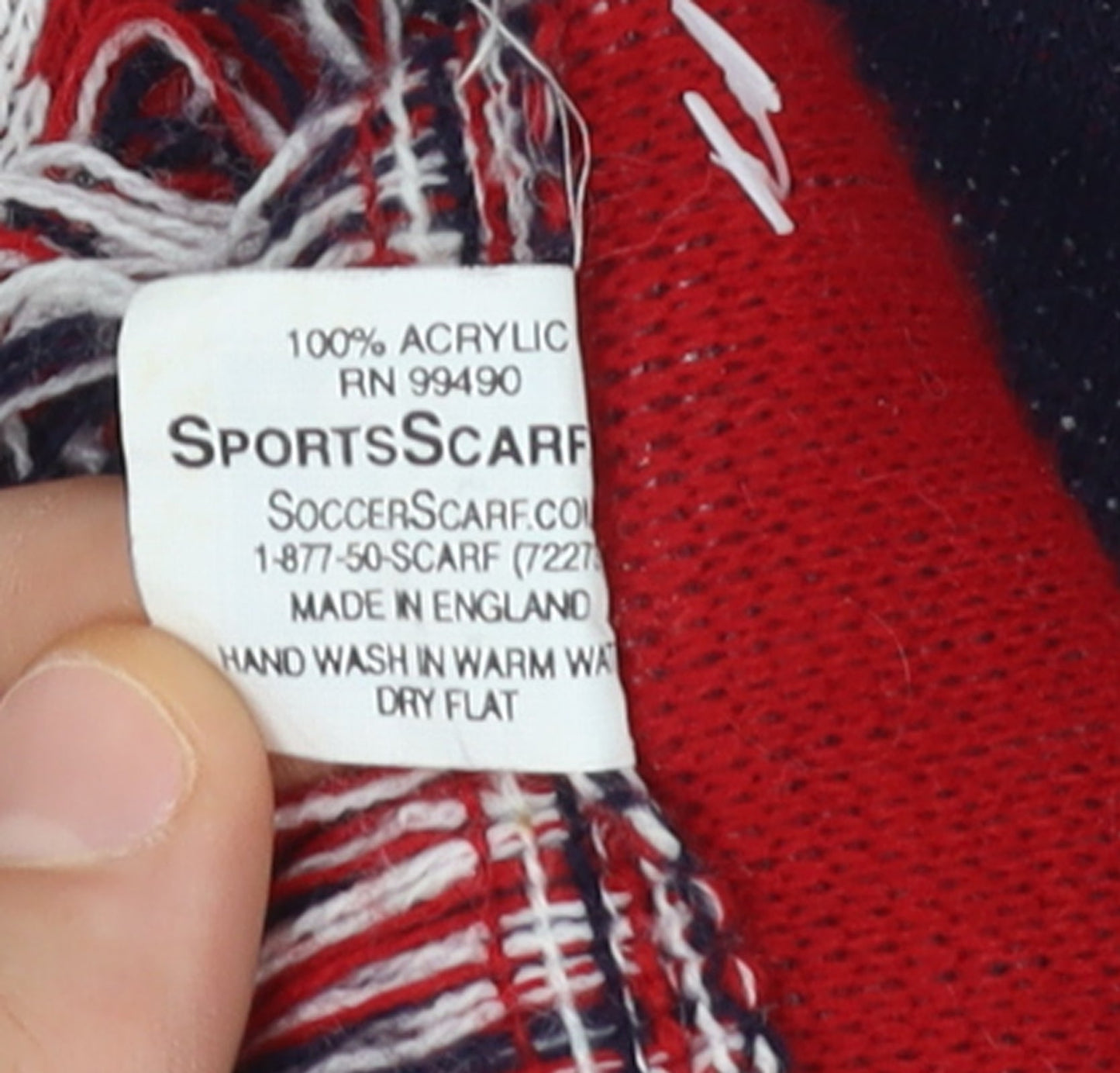 SportsScarf Men Red Blue Acrylic Football US Theme Knit Scarf