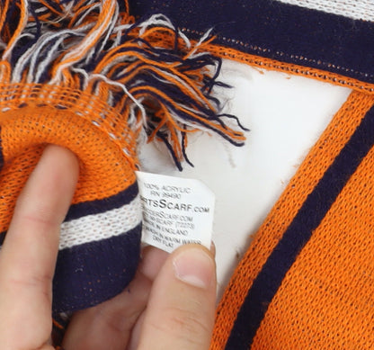 Wheaton Thunder Orange & Navy Men’s Knit Rectangle Scarf with Fringe