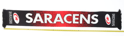 Saracens Men’s Black Acrylic Knit Football Scarf with Fringe Trim
