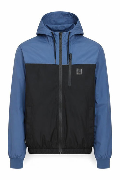 D-Rock Men's Blue Black Hooded Windbreaker Jacket XL